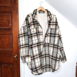 GOOD AMERICAN Neutral Plaid Jacket NEW